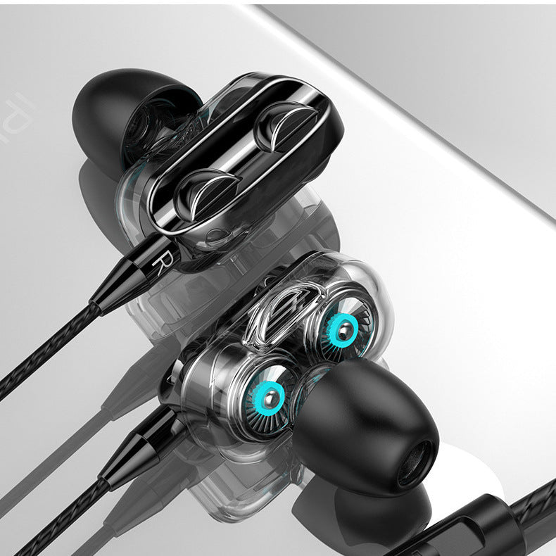 Quad-core Dual-moving Coil Dual-speaker Earphone In-ear