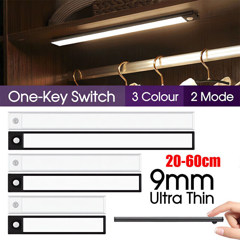 Dimmable LED Motion Sensor Under Closet Light Rechargeable Magnetic Cabinet Lamp