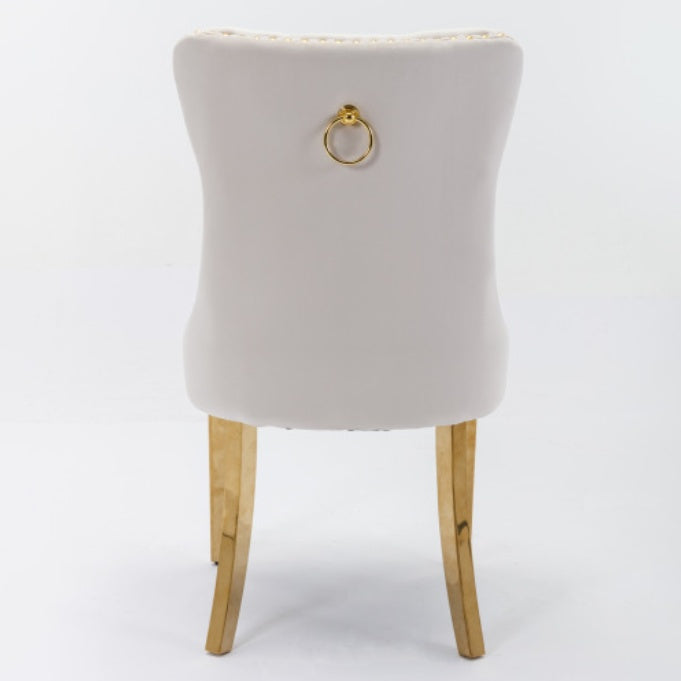 Modern, High-end Tufted Solid Wood Contemporary Velvet Upholstered Dining Chair With Golden Stainless Steel Plating Legs