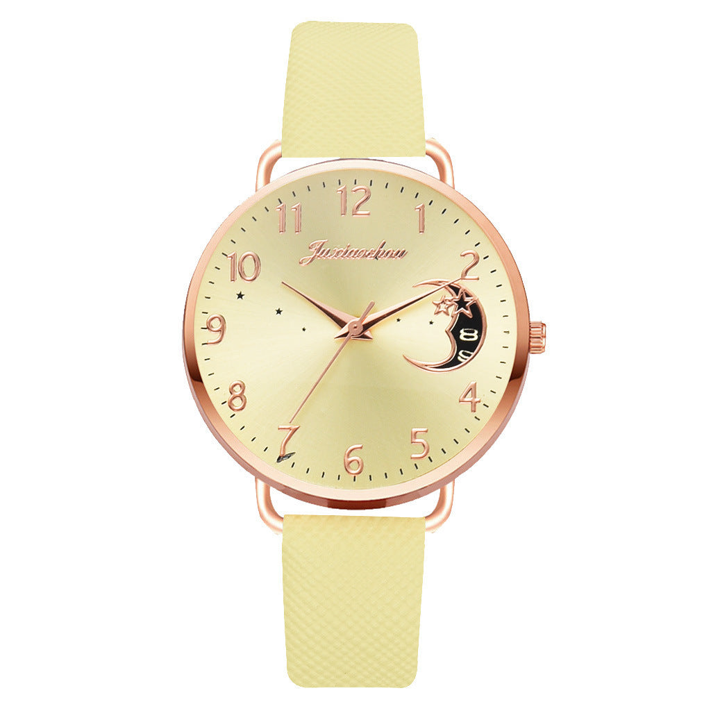 Ladies Personality Quartz Watch Pu With Pattern Dial With Calendar