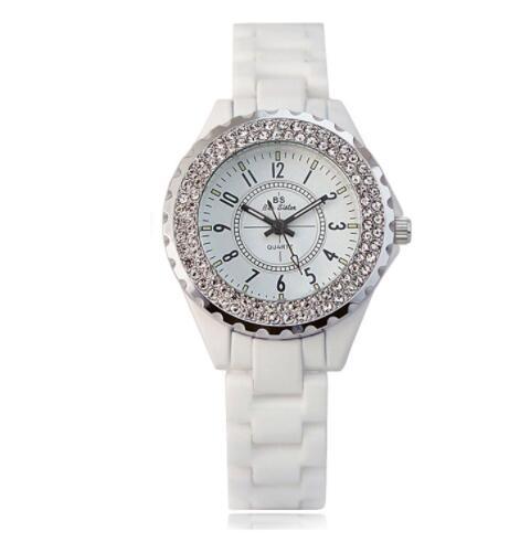 Crystal Ladies White Ceramic Ladies Watch Quartz Fashion