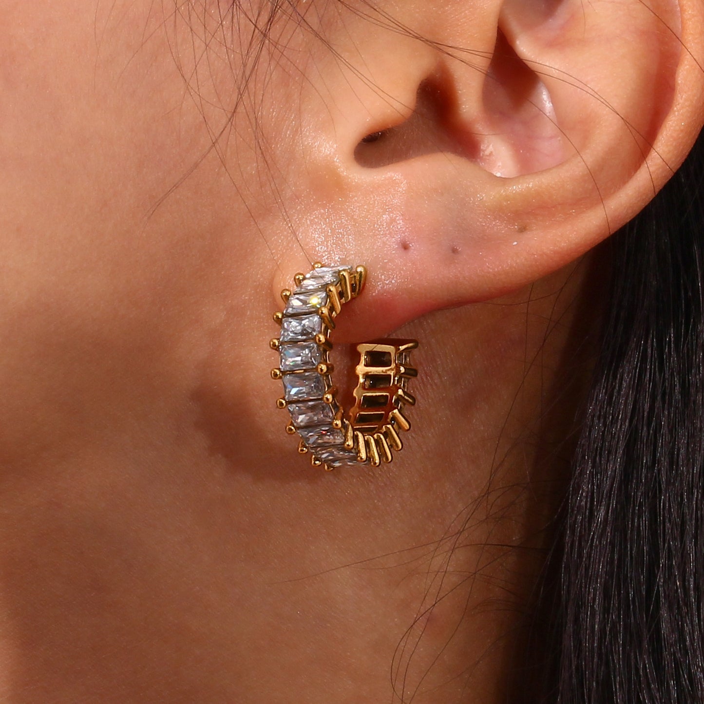 Popular Inlaid Zirconium Earrings Jewelry Special Interest Light Luxury Stainless Steel Ear Ring