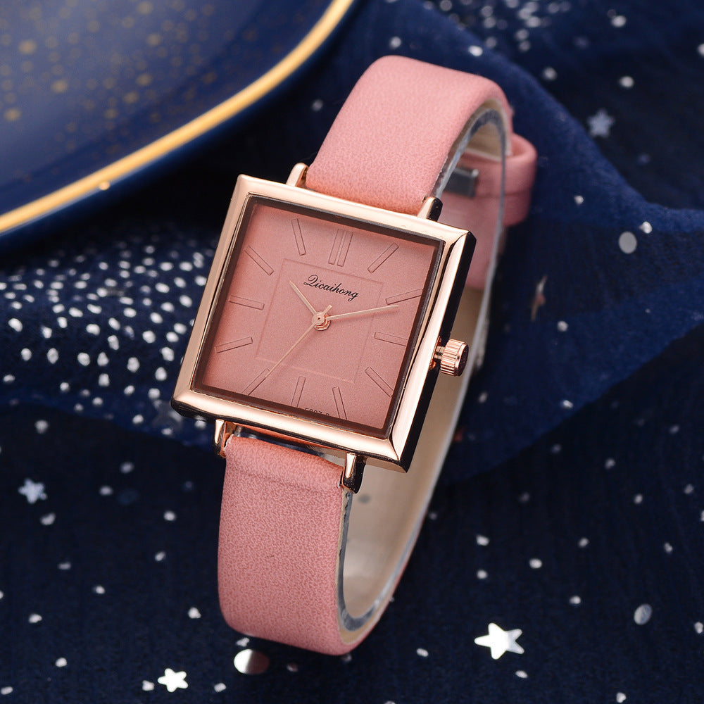 Ladies Fashion Trend Simple Pure Color Scale Belt Quartz Watch