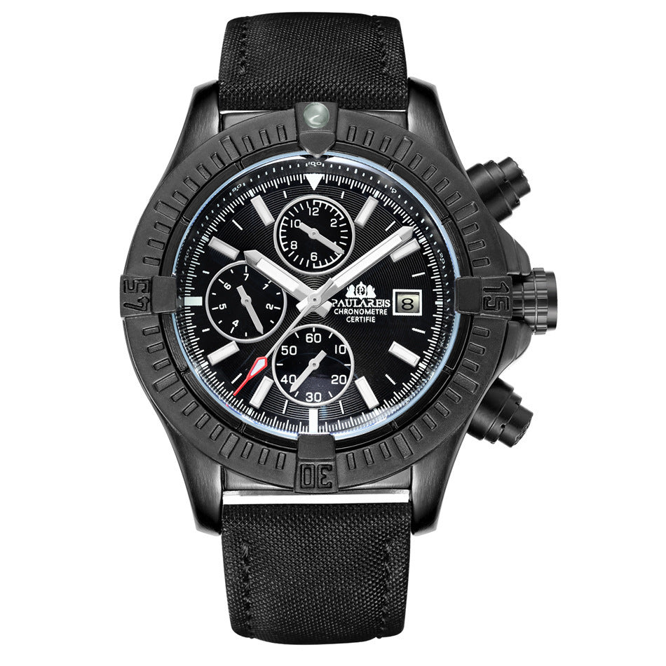 Leather multifunctional men's watch