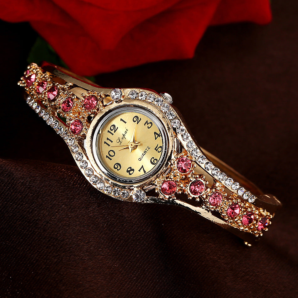 Alloy rhinestone bracelet watch