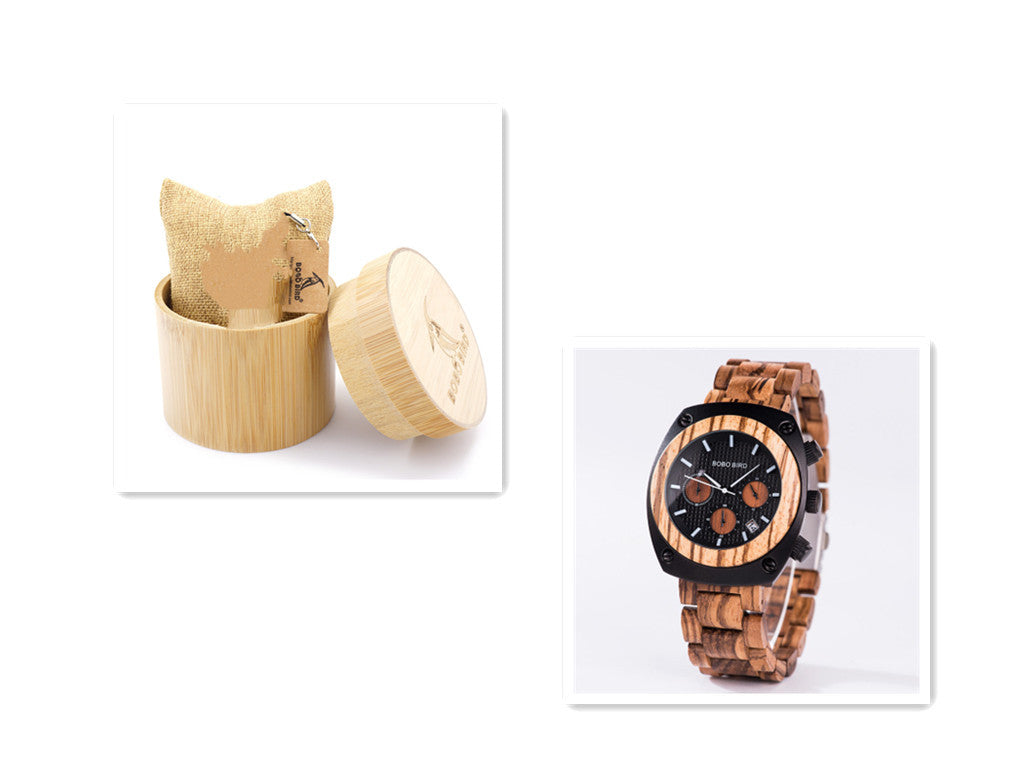 BOBOBIRD male clock wood and stainless steel watch