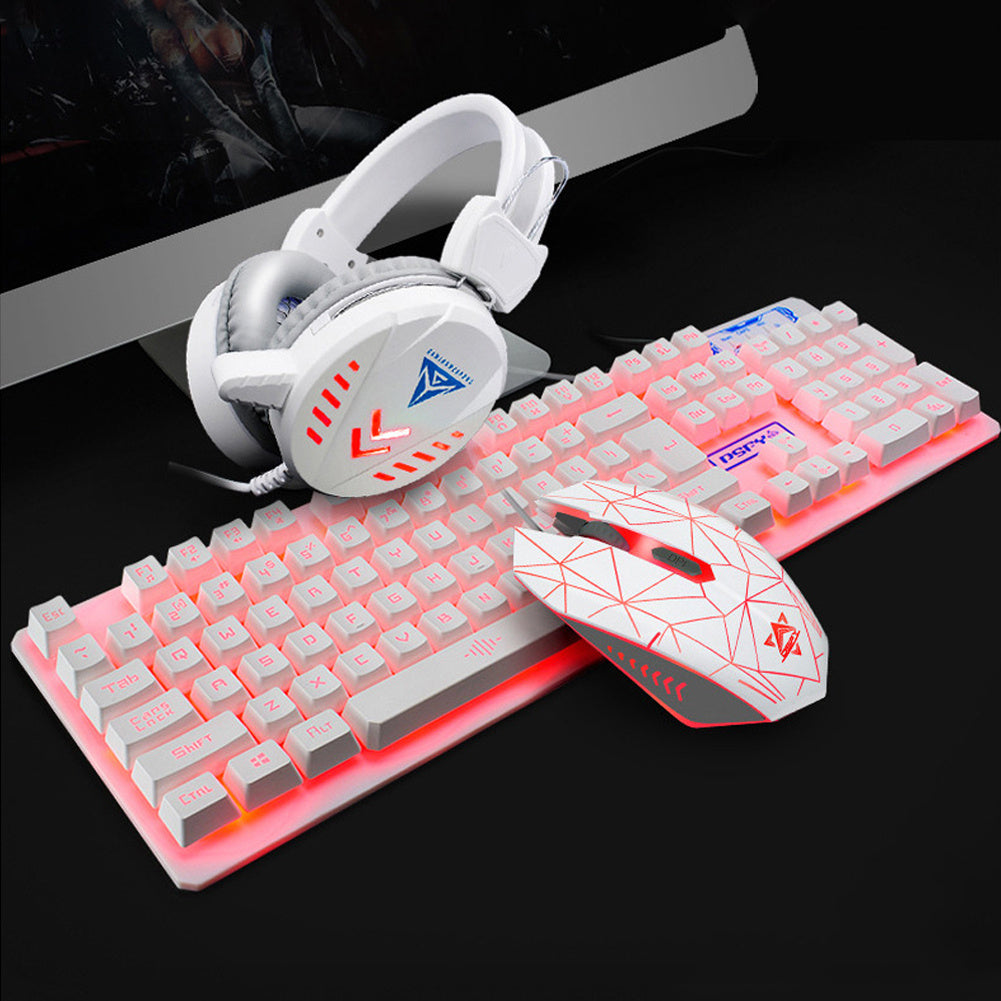 usb desktop wired luminous keyboard and mouse set