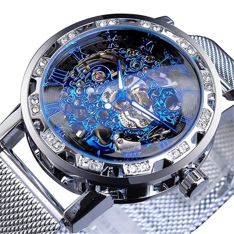 Popular Rhinestone Hollow Mesh Belt Mechanical Watch