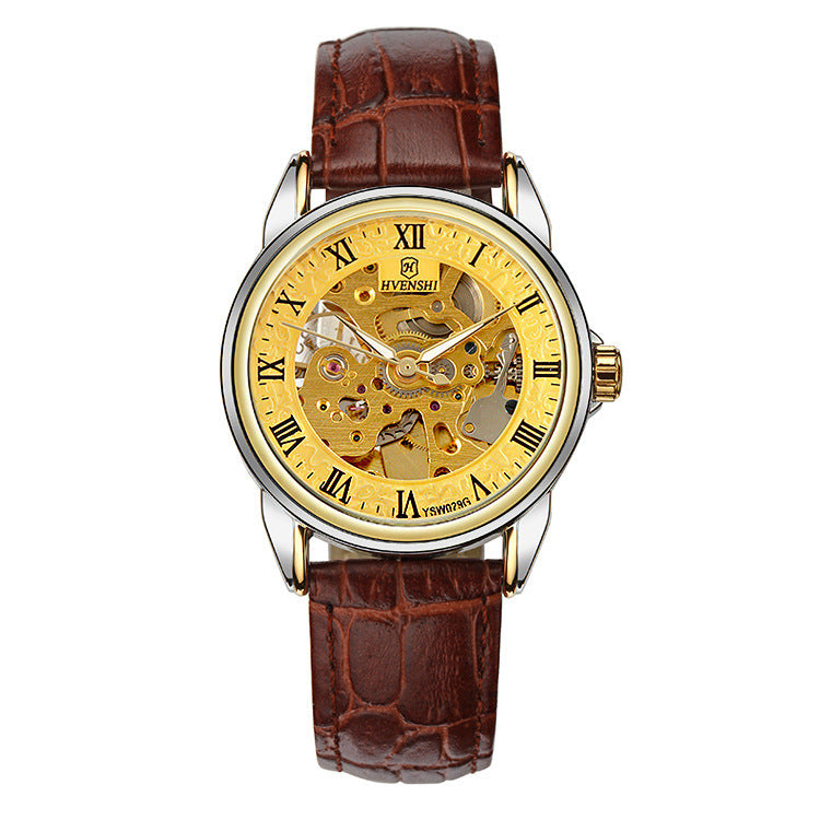 Double-sided hollow automatic mechanical watch