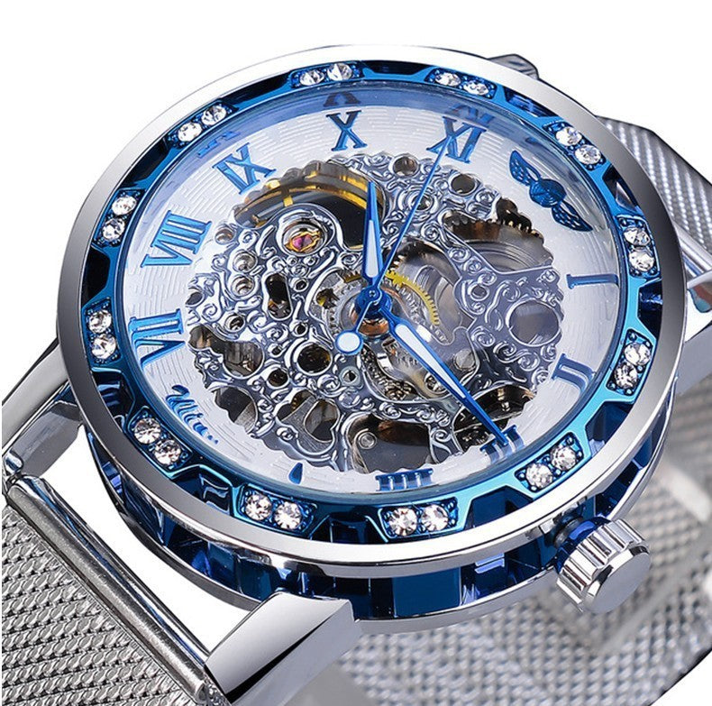 Popular Rhinestone Hollow Mesh Belt Mechanical Watch