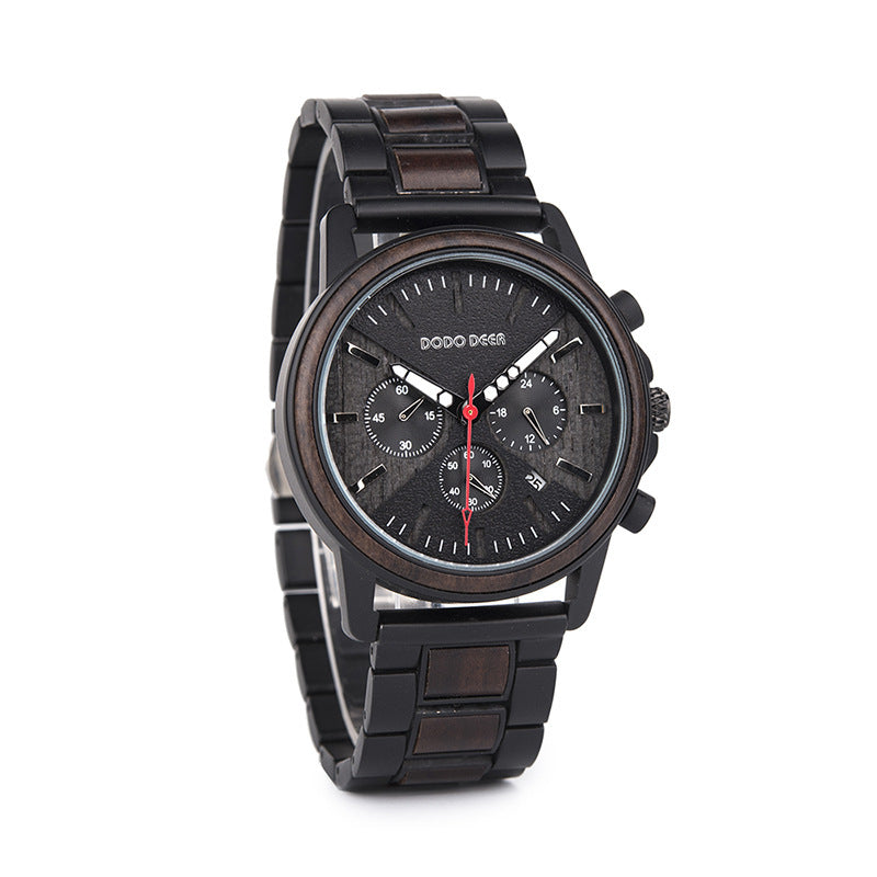 Three-eye six-hand men's watch