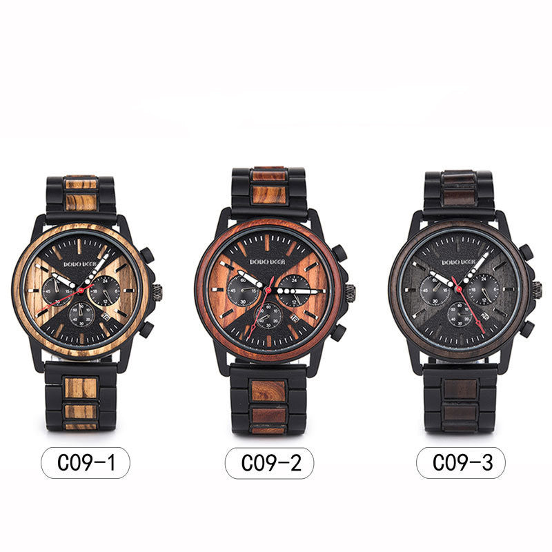 Three-eye six-hand men's watch