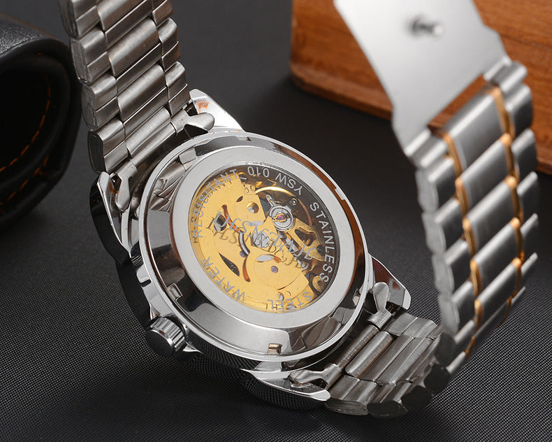 Double-sided hollow automatic mechanical watch