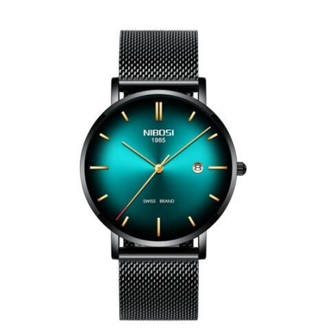 International trade cross border nibosi fashion men's watch waterproof calendar business men's watch thin mesh quartz watch