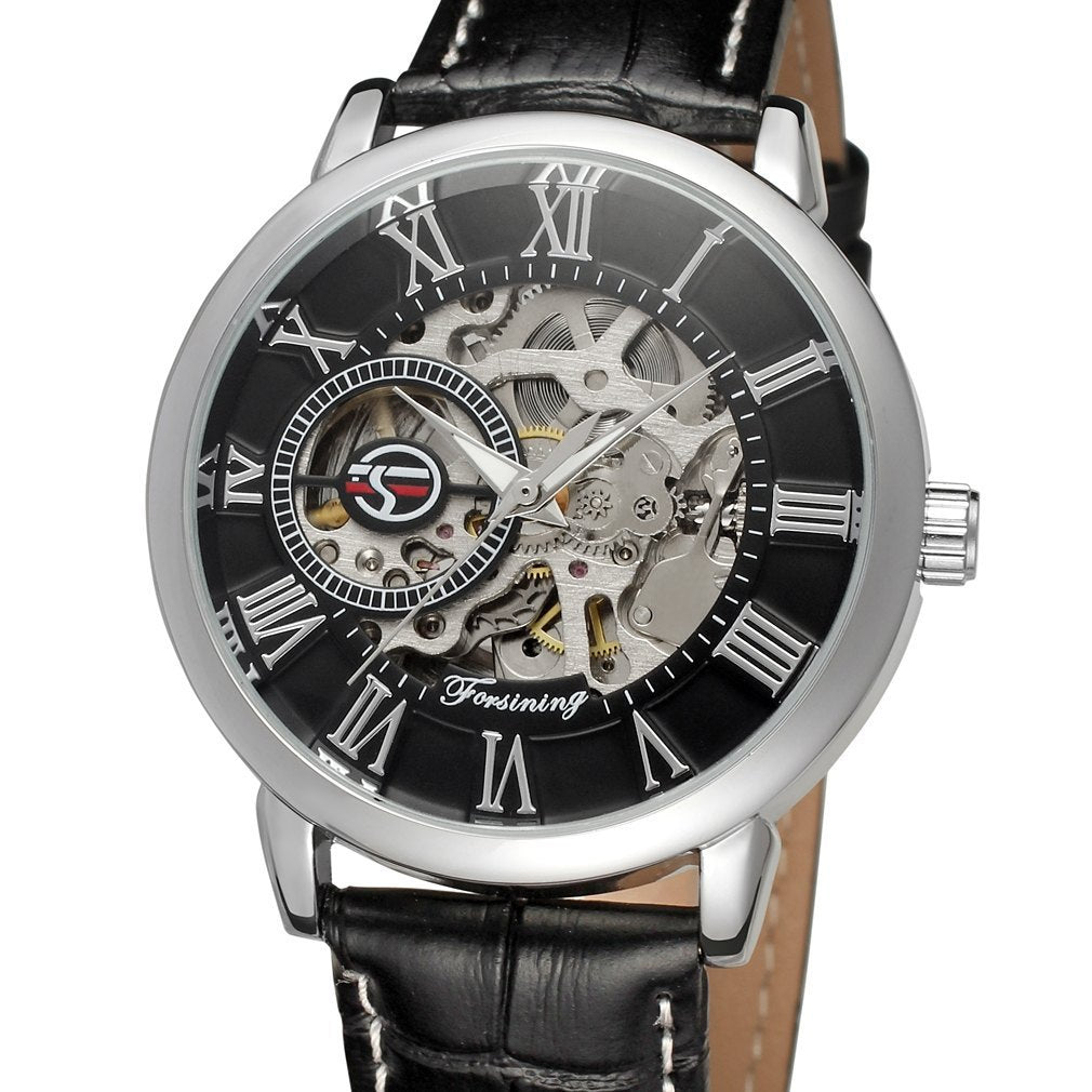 Hollow men's semi-automatic mechanical watch