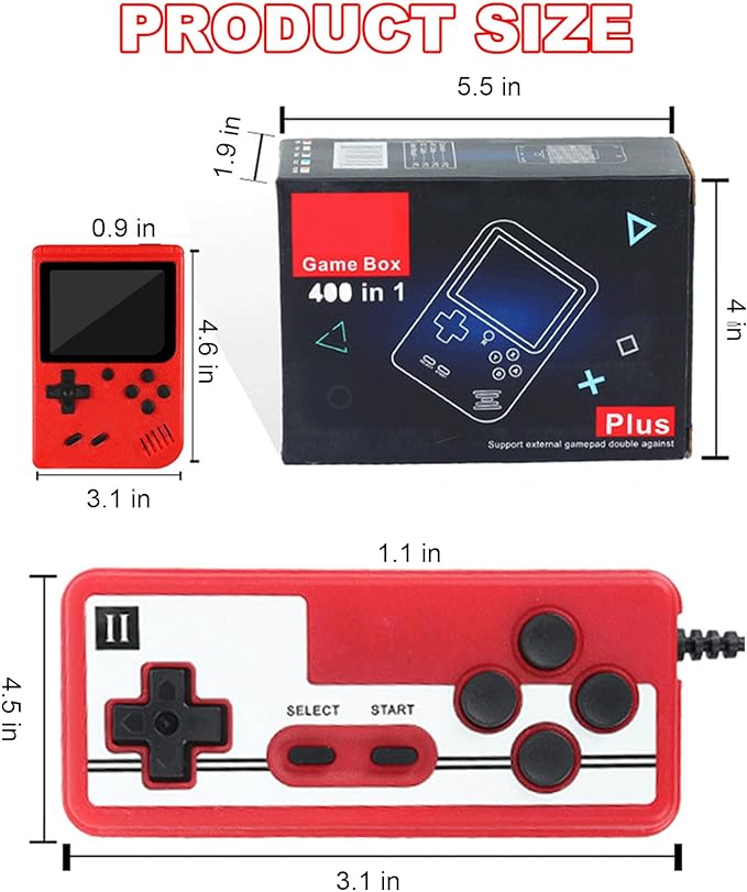 Handheld Game Console, Tiny Tendo 400 Games, Portable Retro Video Game Console, Tinytendo Handheld Console, 400 In 1 Game Console With Game Controller, Support 2 Players Play On TV