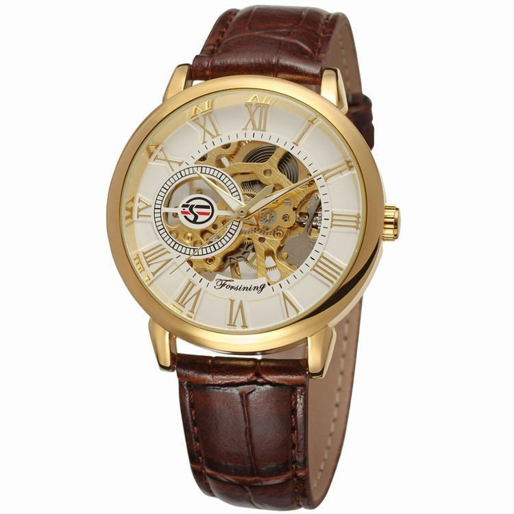 Hollow men's semi-automatic mechanical watch