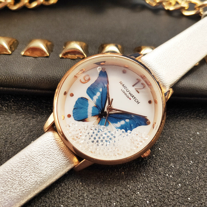 Creative Quicksand Dial Butterfly Lady Watch