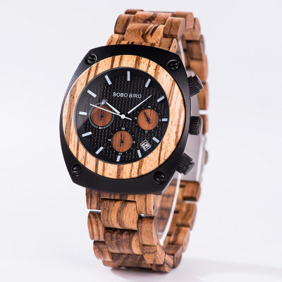 BOBOBIRD male clock wood and stainless steel watch