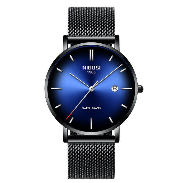 International trade cross border nibosi fashion men's watch waterproof calendar business men's watch thin mesh quartz watch