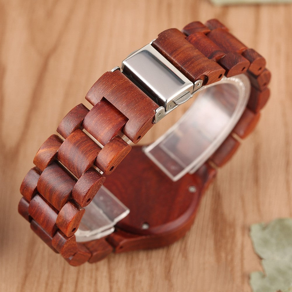 Casual wooden quartz watch