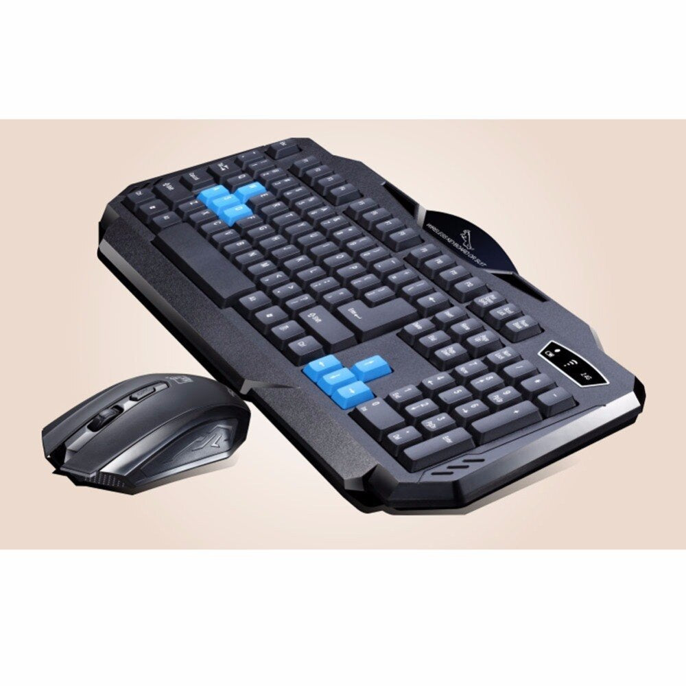 1 Set Of Durable Fashion Colorful Ergonomical Designed Wireless Black Keyboard Mouse Combos For Office & Home Computer Game