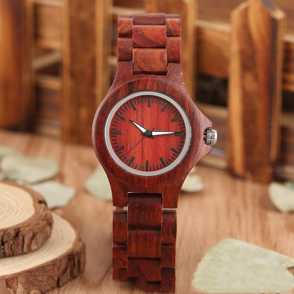 Casual wooden quartz watch