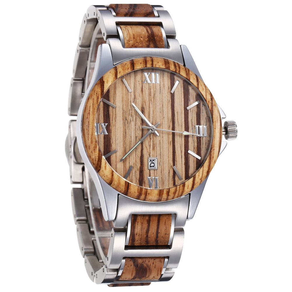 Men Wooden Quarts Watch Waterproof