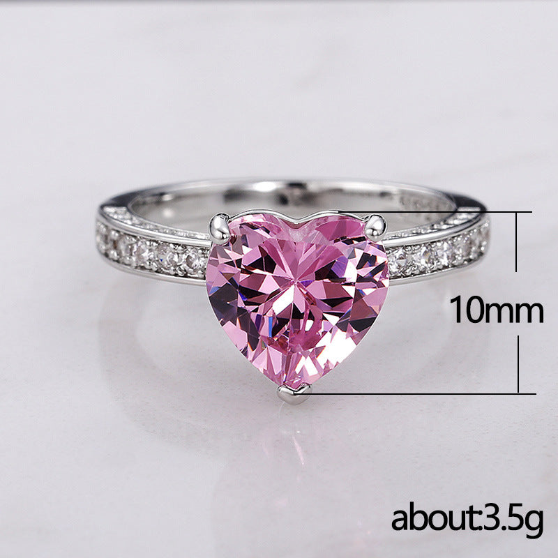 Inlaid AAA Heart-shaped Zircon Ring