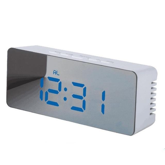 Digital LED multi-function mirror clock