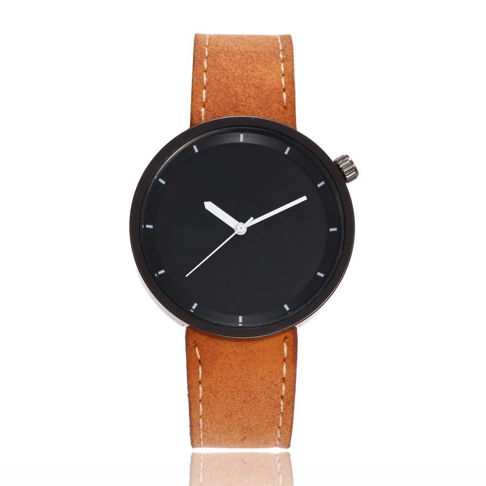 Simple Personality Black Shell White Needle Quartz Leisure Watch