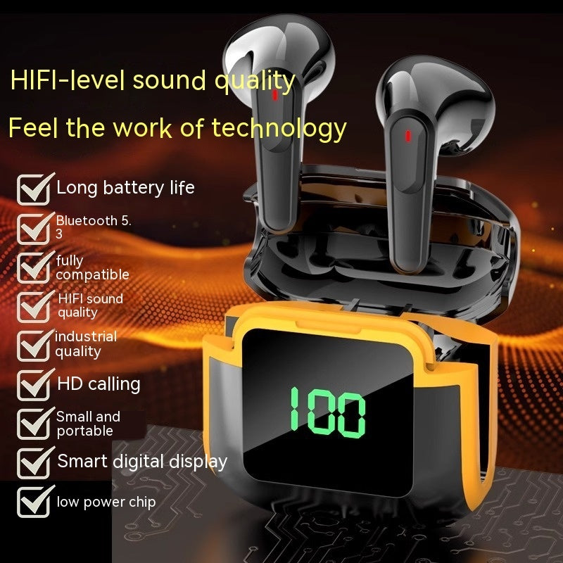 Wireless Binaural New Smart Digital Display Noise-reduction Bluetooth Headset