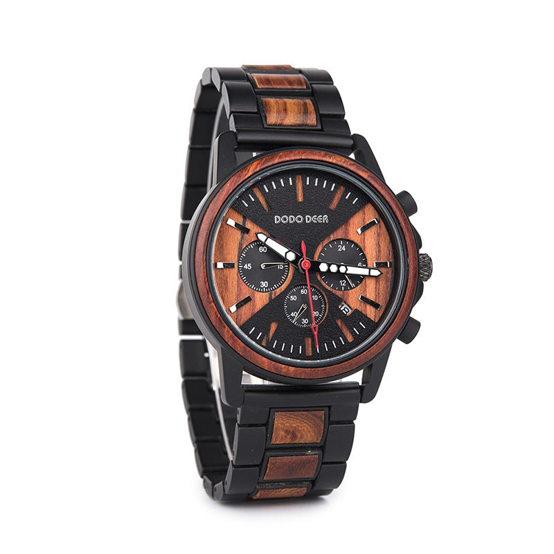 Three-eye six-hand men's watch