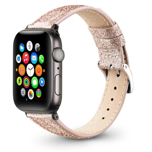 Compatible with Apple , Watch Strap Leather Glitter Leather Strap