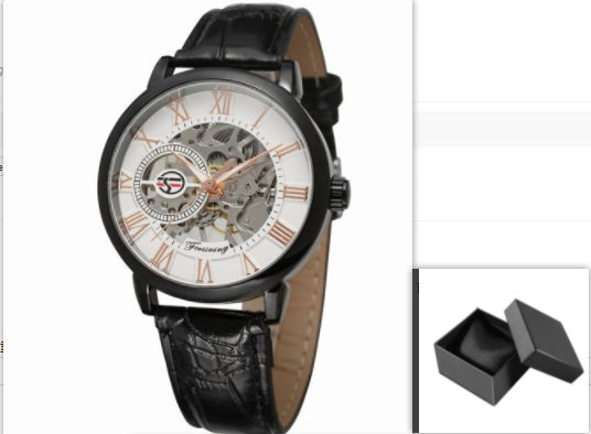 Hollow men's semi-automatic mechanical watch