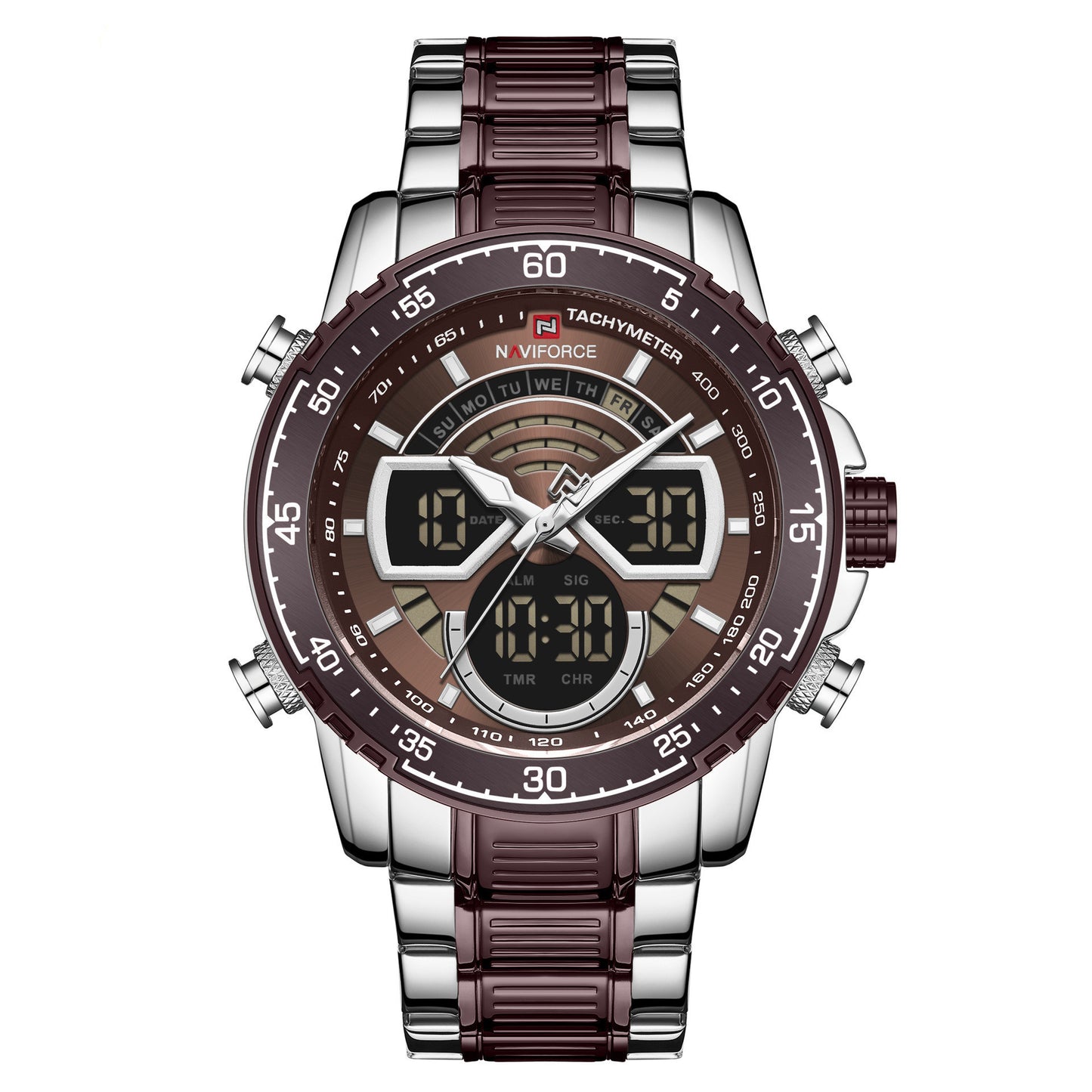 Stainless steel men's sports watch