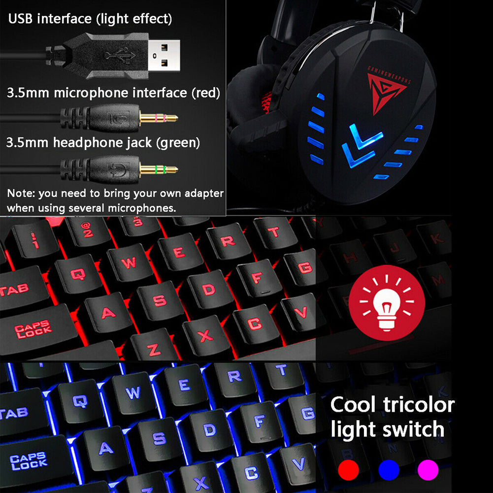 usb desktop wired luminous keyboard and mouse set