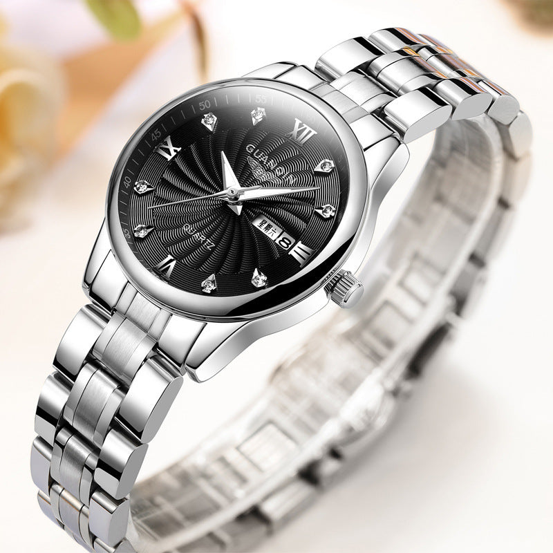 Quartz watch with steel belt for ladies