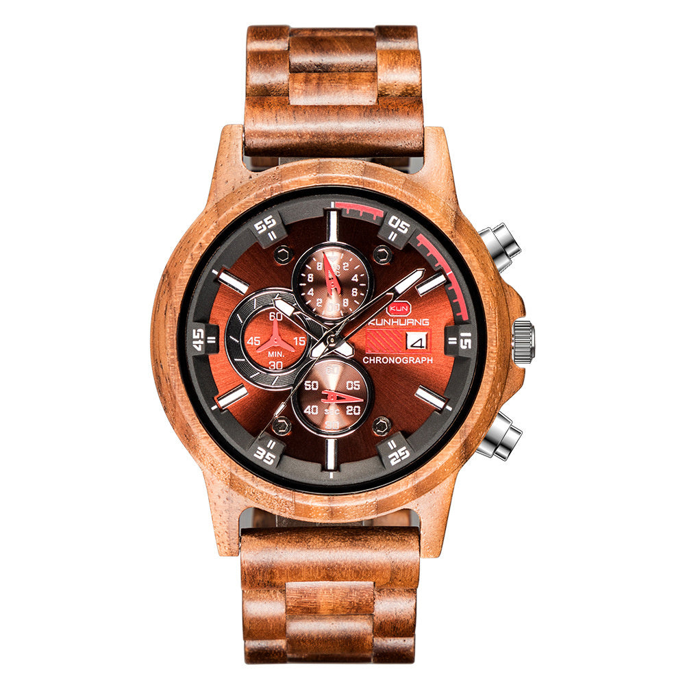 Wooden Men's Multifunction Watch