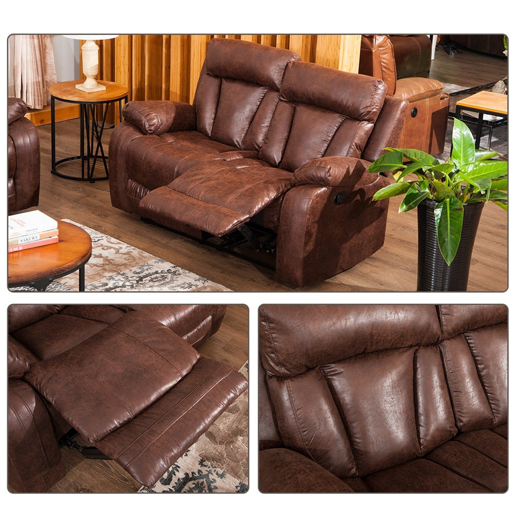 3 Piece Recliner Living Room Sofa Reclining Couch Chair Leather Accent Chair Set