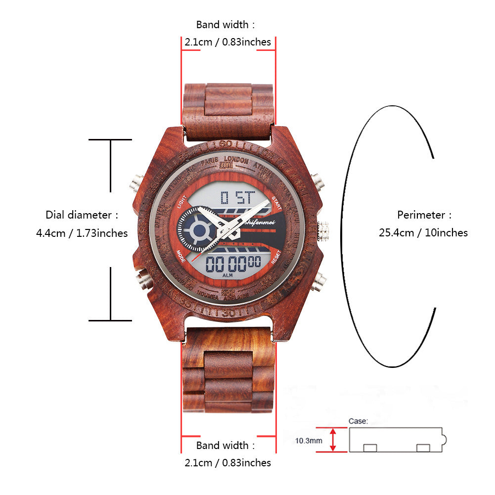 Classic wooden leisure electronic quartz watch