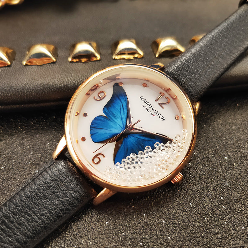 Creative Quicksand Dial Butterfly Lady Watch