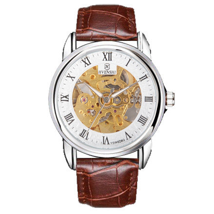 Double-sided hollow automatic mechanical watch