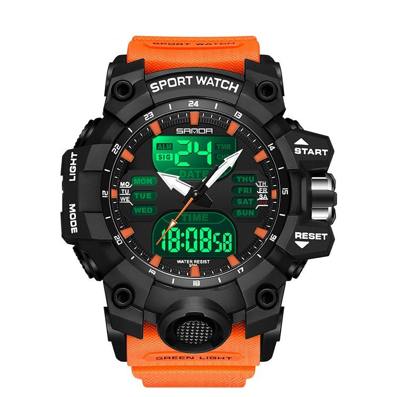 Sanda Green Light Photoelectric Alarm Clock Multifunctional Waterproof Shockproof Transparent Watch