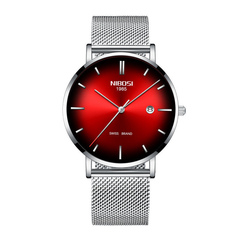 International trade cross border nibosi fashion men's watch waterproof calendar business men's watch thin mesh quartz watch