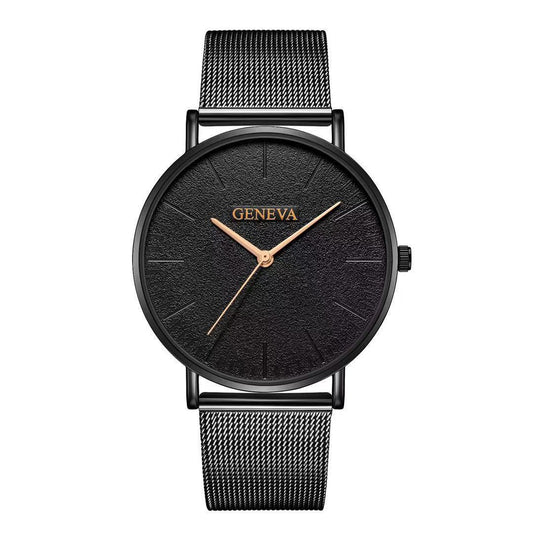 Geneva men's fashion steel mesh strap watch