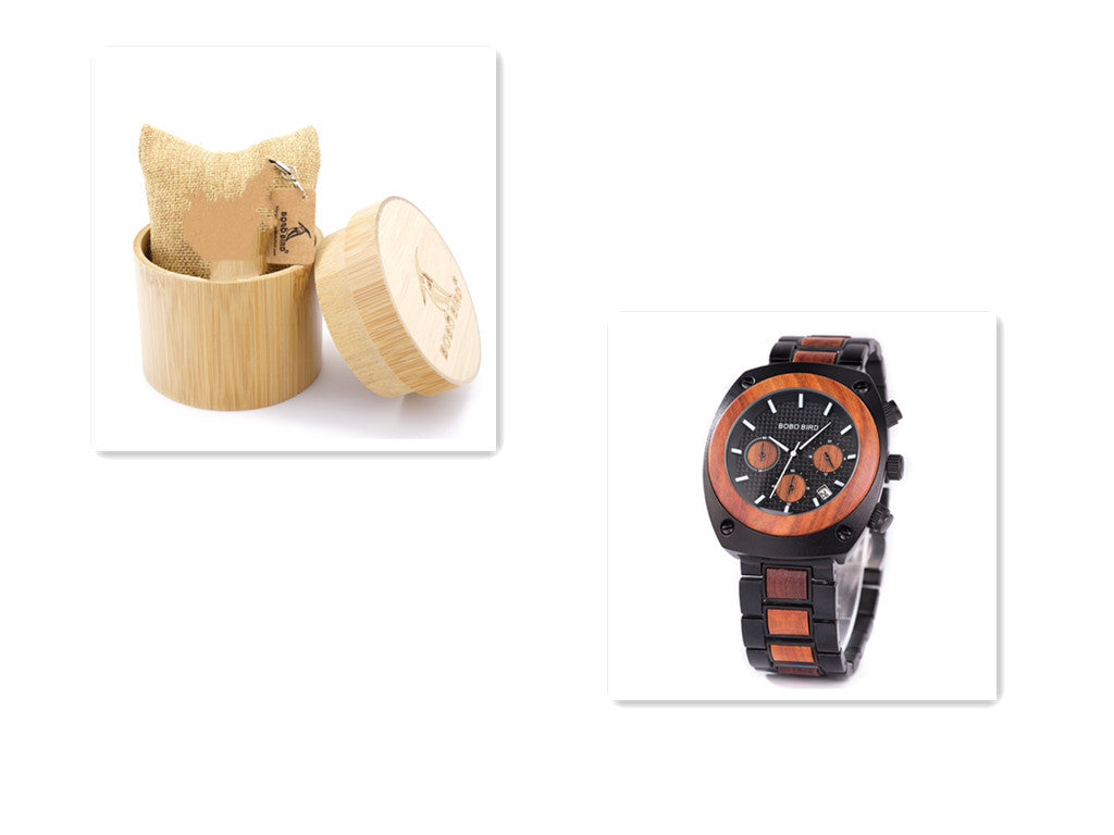 BOBOBIRD male clock wood and stainless steel watch