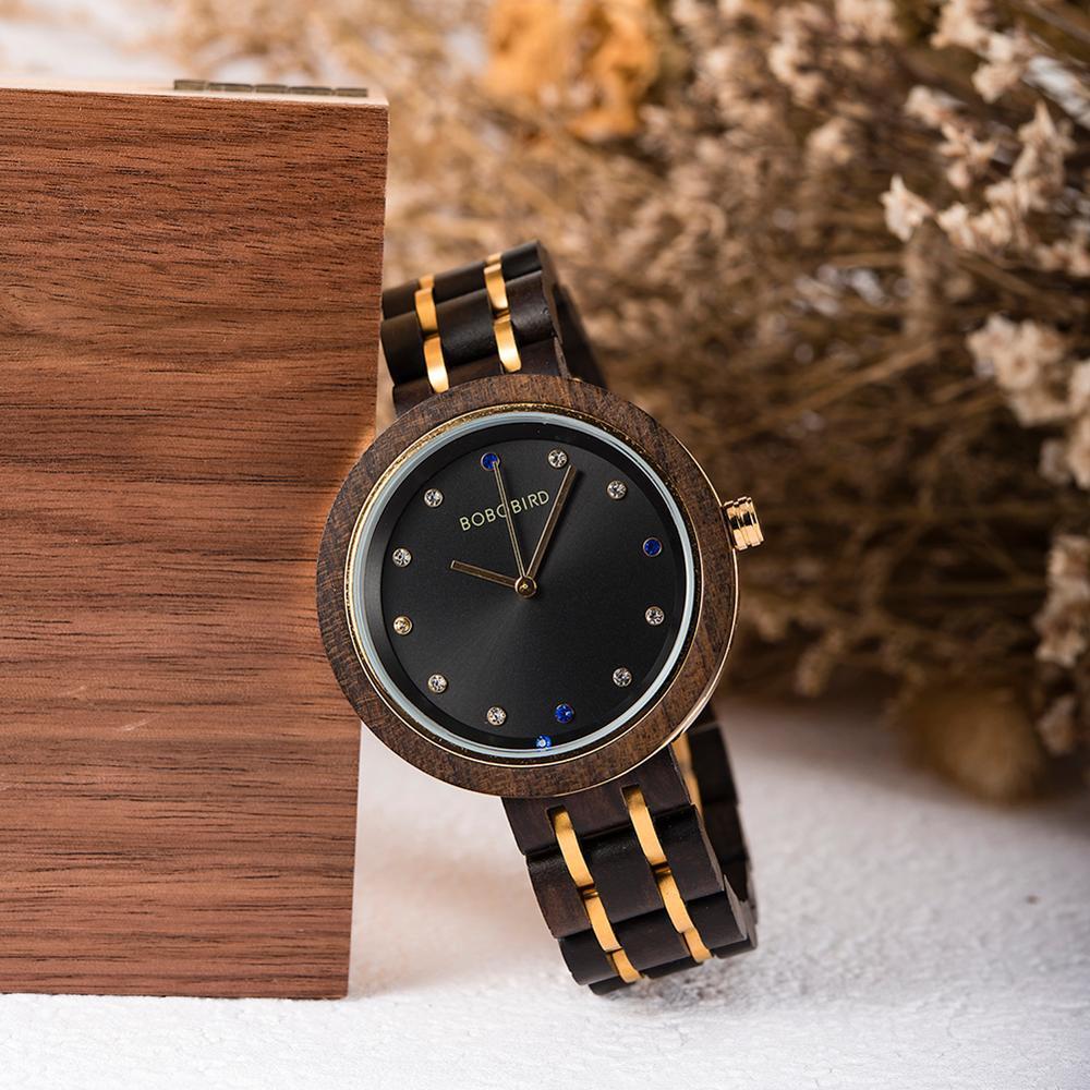 BOBO BIRD gold and wood watch between stars