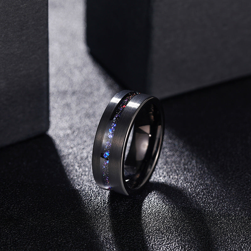 Galaxy Series Starry Sky Brushed Men Tungsten Ring