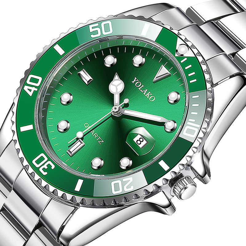 Calendar Green Water Ghost Watch Men's Men's Watch Steel Band Quartz Watch